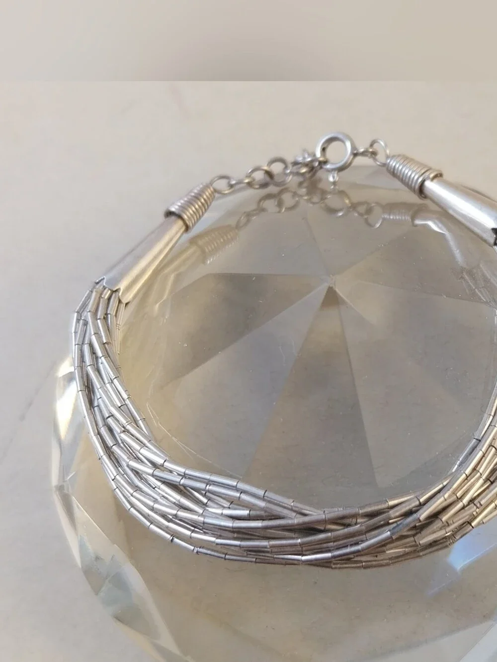 Vintage Sterling Silver Multi-Strand Tube Bead Bracelet - Women's Jewelry - Picture 10 of 12